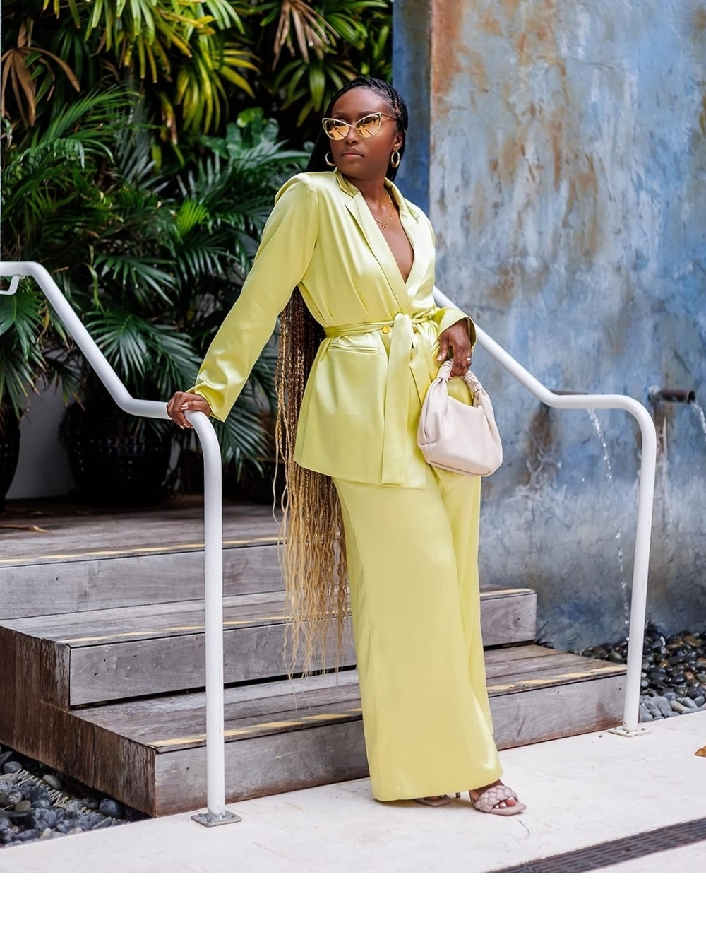 Satin Pale Green Pantsuit